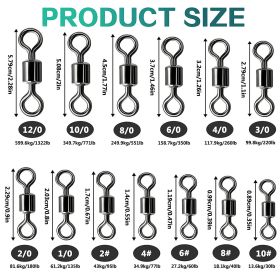100pcs/pack Stainless Steel Rolling Swivel Connector; 30Lb-1322 Lb High Strength Fishing Rolling Barrel Swivels Fishing Tackle Accessories For Sa (size: 2#, 95lb)